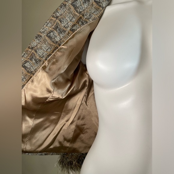 JULIANA COLLEZIONE Wool Mohair Blend TEXTURED Gold Fringe JACKET BLAZER Sz 2 - Picture 5 of 16